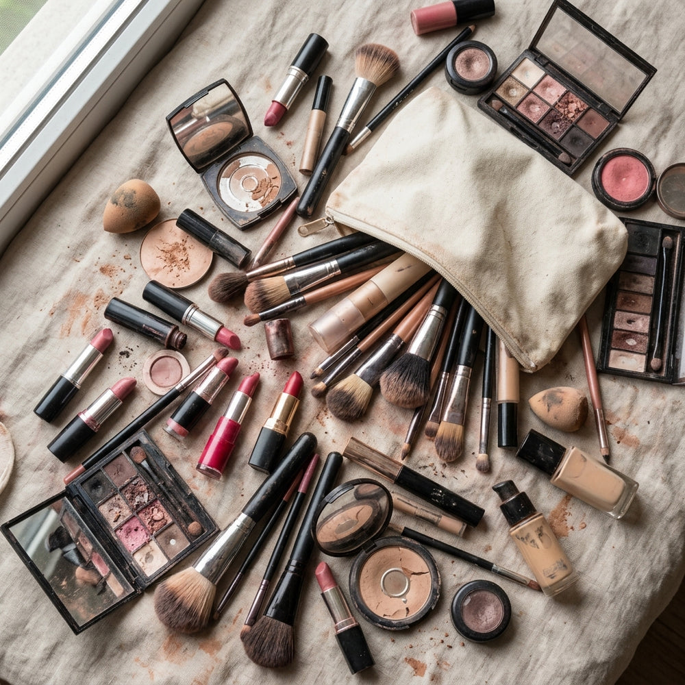 Antes: maquillaje desordenado