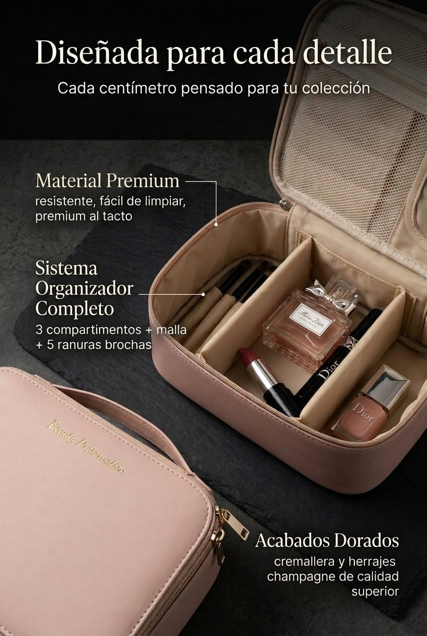 Neceser de maquillaje Fozza con elásticos para sujetar las brochas